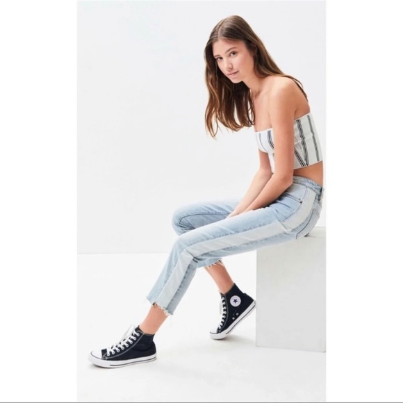 Pacsun Mom Jean Raw Hem Size 22 Side Stripe - Picture 6 of 10